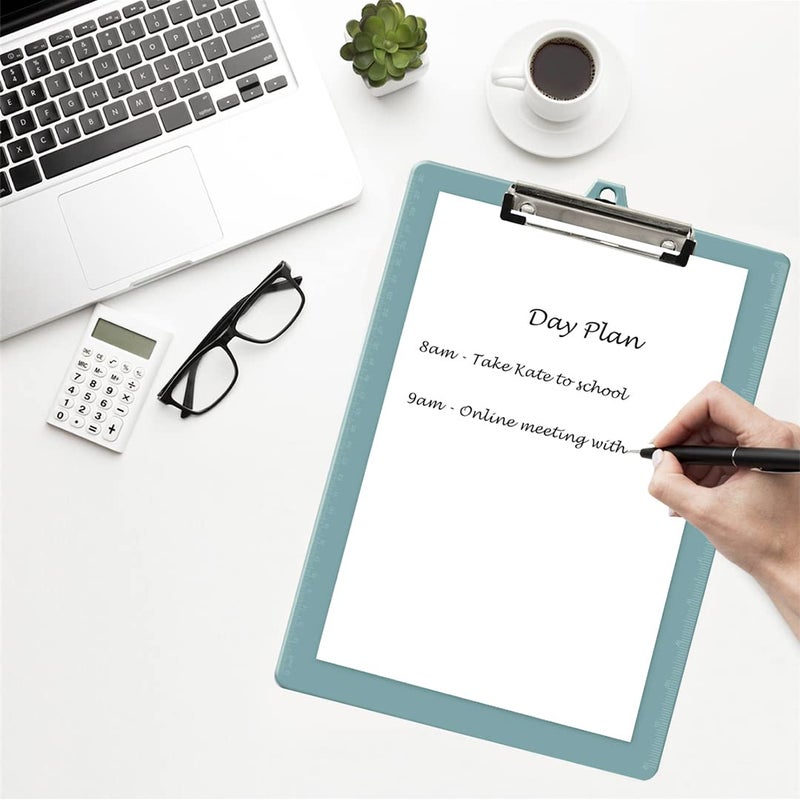 Acrimet 3 Pack Clipboard Letter Size A4 (13 3/8â€ x 9 7/16â€) Low Profile Clip & Side Rulers, Durable Plastic for Office, School, Home Use - Solid Green Color - Image 5